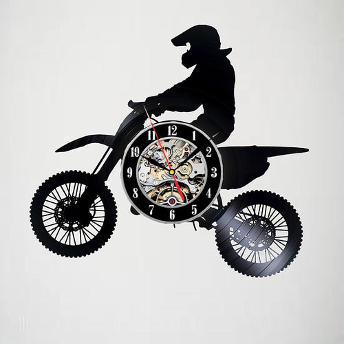 Digital Wall Clock Modern Design Off-Road Motocycles Clocks 3D Stickers Vinyl Record