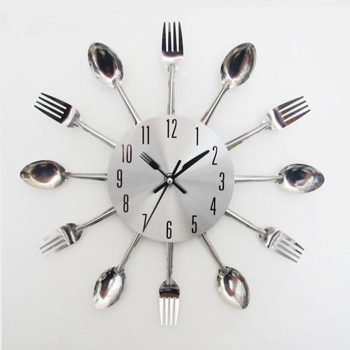 Modern Design Sliver Cutlery Kitchen Utensil Wall  clock