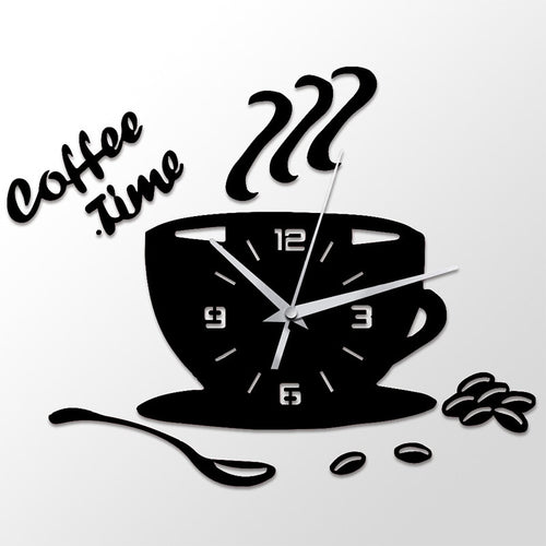 Coffee Time Clock Acrylic Wall Clock Modern