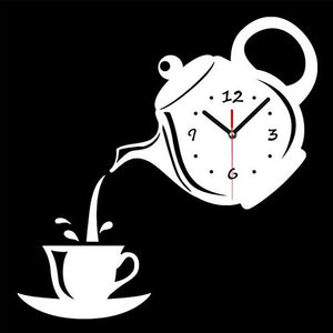Acrylic Coffee Cup Teapot 3D Wall Clock