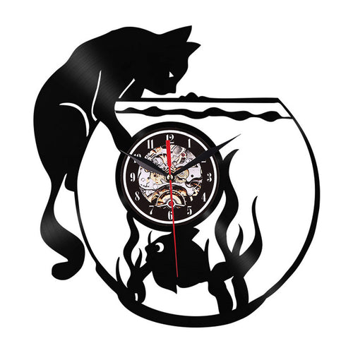 Creative Cat Style Non-Ticking Silent Antique Rubber Wall Clock